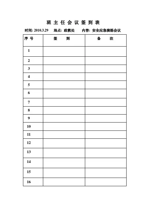 安全会议签到表及会议记录表