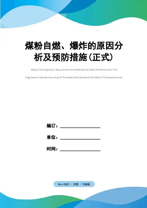 煤粉自燃、爆炸的原因分析及预防措施(正式)