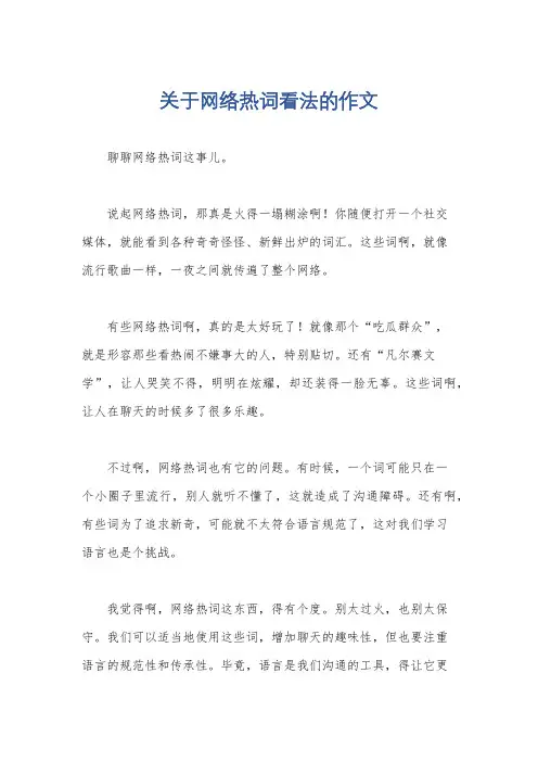 关于网络热词看法的作文