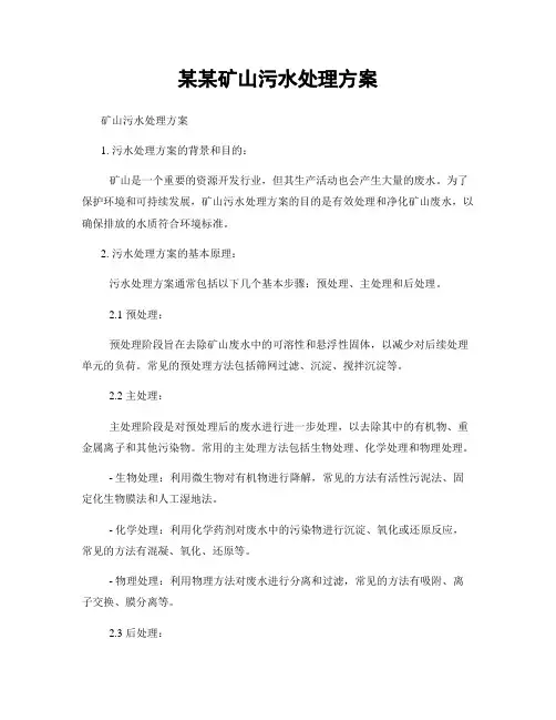 某某矿山污水处理方案