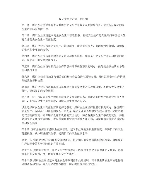 煤矿安全生产责任制汇编