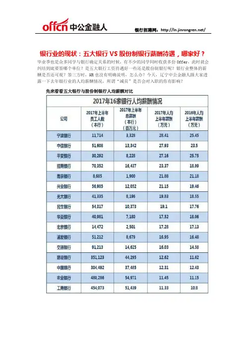 银行业的现状：五大银行VS股份制银行薪酬待遇,哪家好？
