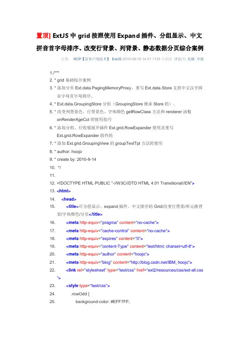 ExtJS中grid按照使用Expand插件、分组显示、中文排序案例