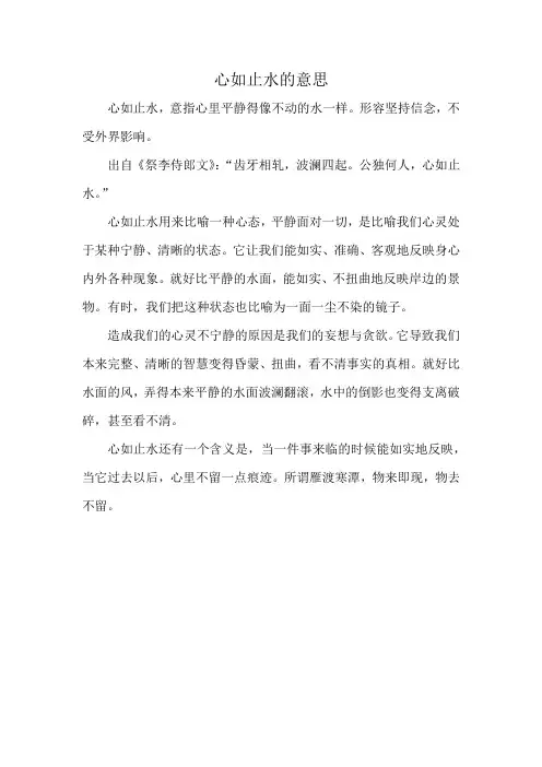 心如止水的意思