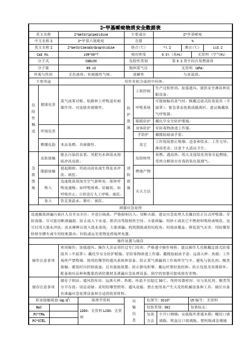 甲基哌啶物质安全数据表
