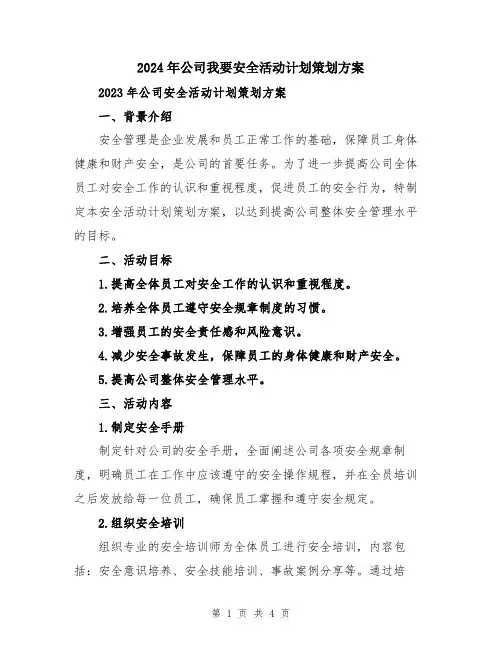 2024年公司我要安全活动计划策划方案