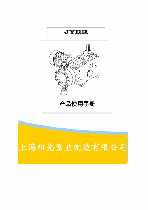 阳光泵业JYDR往复式柱塞计量泵产品说明书