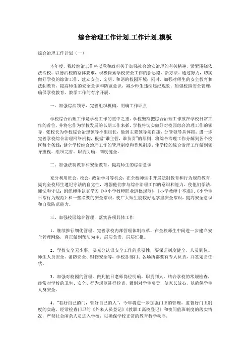 综合治理工作计划_工作计划_模板