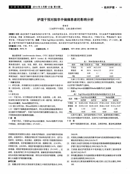 护理干预对脑卒中偏瘫患者的影响分析