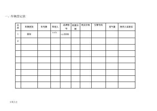 公司管理系统车辆管理系统表格