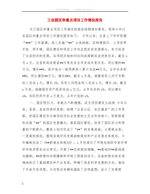 工业园区和重点项目工作情况报告