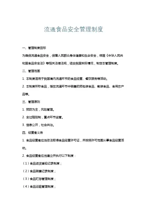 流通食品安全管理制度