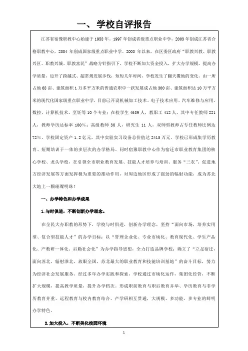 学校自评报告