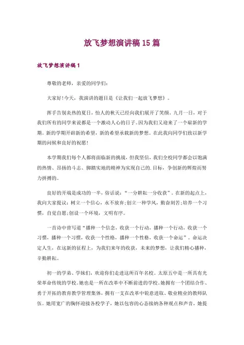 放飞梦想演讲稿15篇_4
