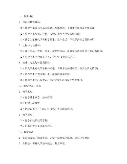 化学教案详案设计模板范文