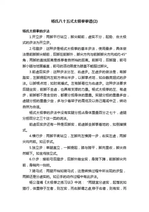 杨氏八十五式太极拳拳谱（2）