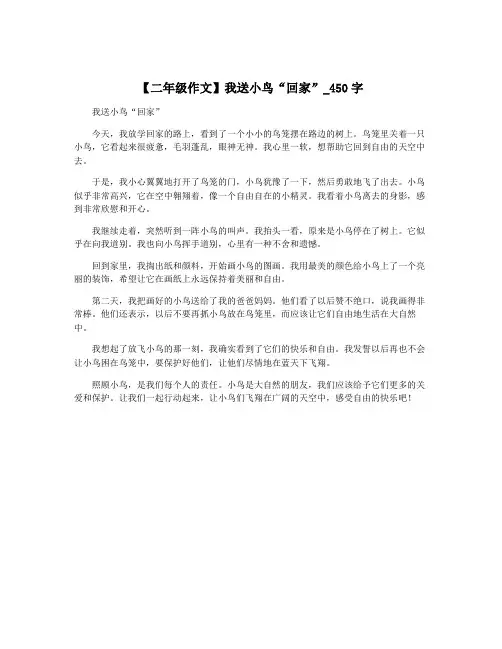 【二年级作文】我送小鸟“回家”_450字