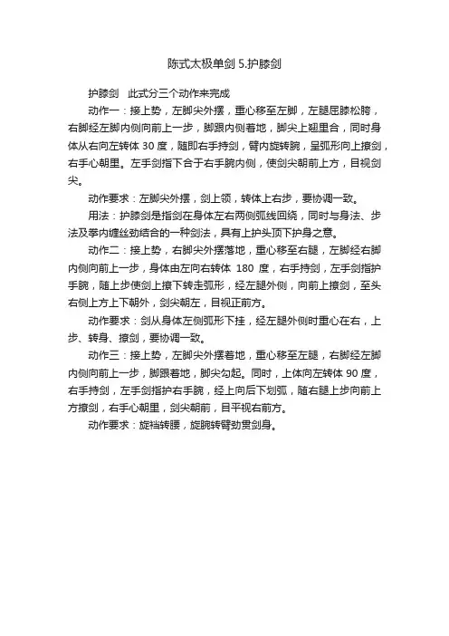 陈式太极单剑5.护膝剑