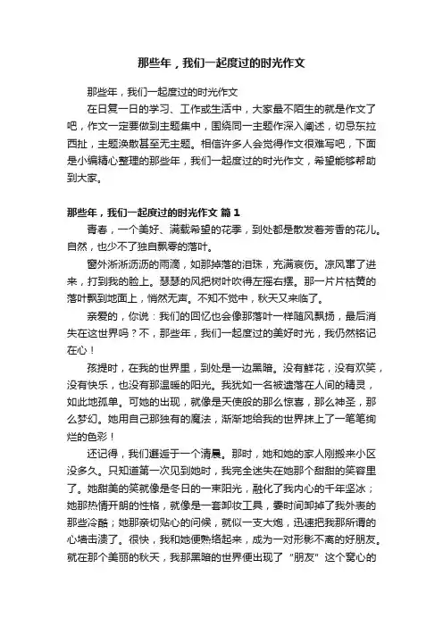 那些年，我们一起度过的时光作文