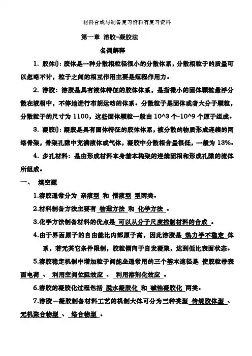 材料合成与制备复习资料有复习资料