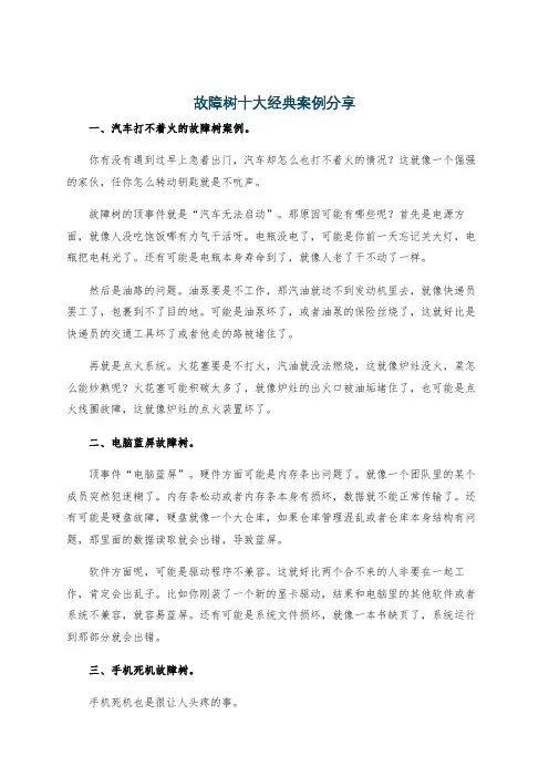 故障树十大经典案例分享