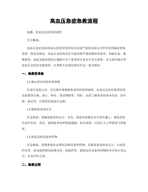 高血压急症急救流程