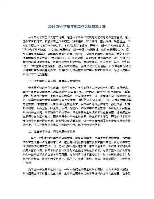 2019培训学校年终工作总结范文5篇
