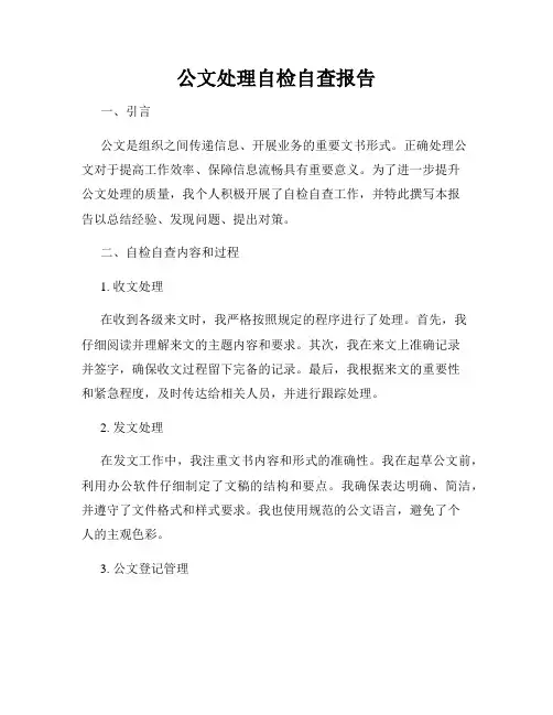 公文处理自检自查报告