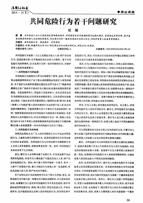 共同危险行为若干问题研究