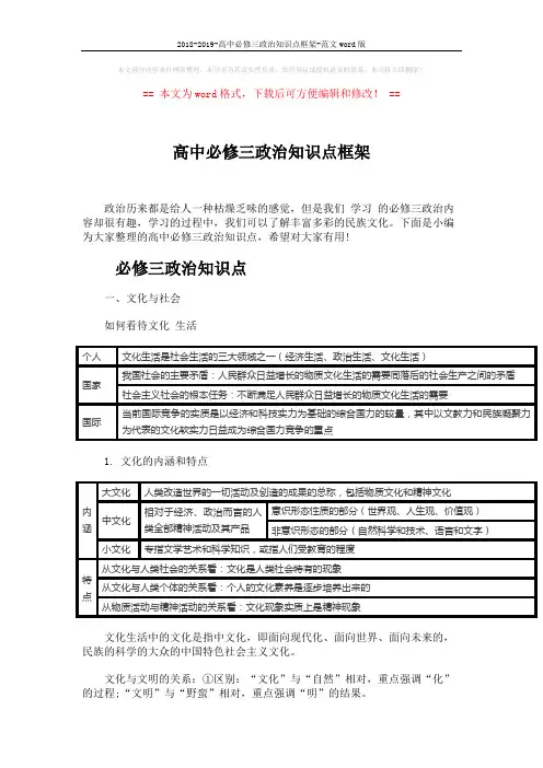 2018-2019-高中必修三政治知识点框架-范文word版 (5页)
