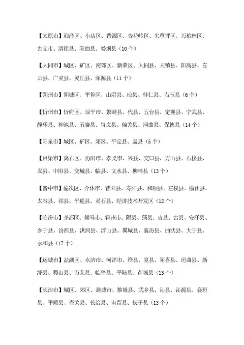 山西省各市、县