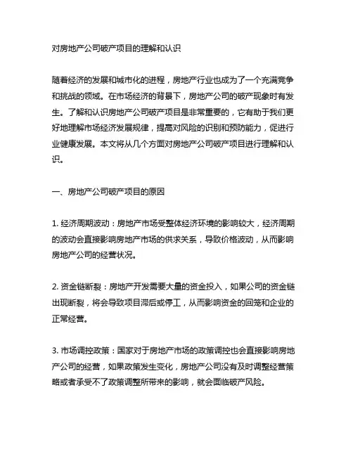 对房地产公司破产项目的理解和认识