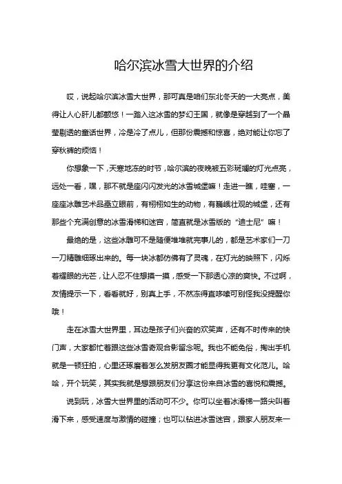 哈尔滨冰雪大世界的介绍
