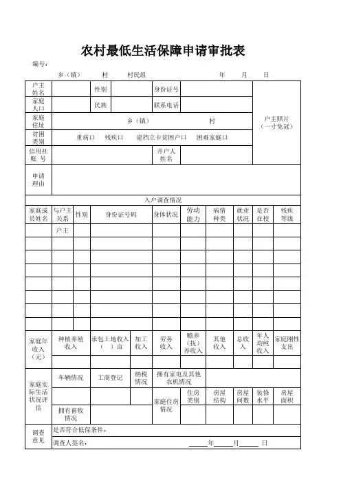 (新)农村低保审批表