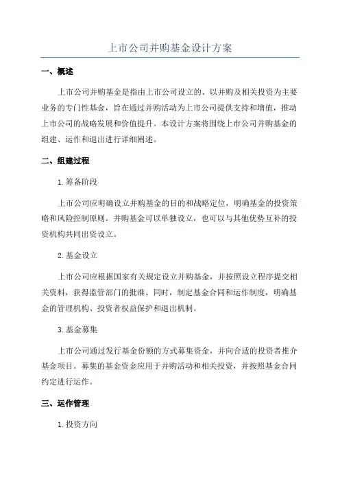 上市公司并购基金设计方案