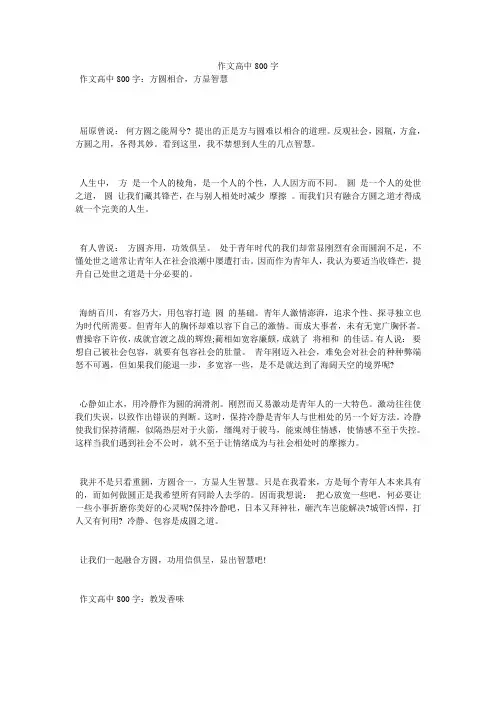 作文高中800字