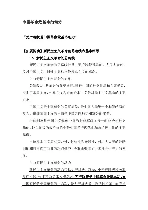 中国革命最基本的动力