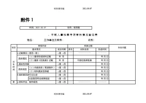 干部人事档案专项审核情况登记表之欧阳德创编