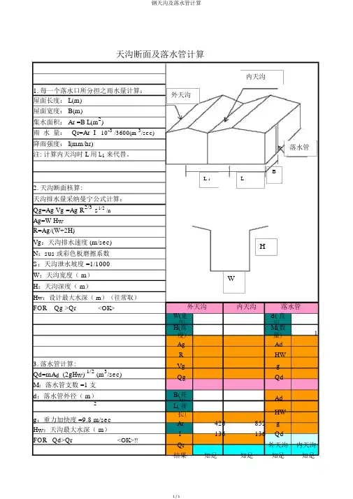 钢天沟及落水管计算