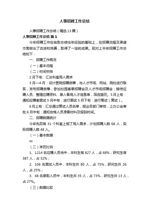人事招聘工作总结