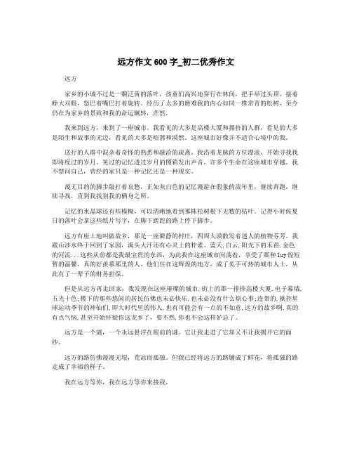 远方作文600字_初二优秀作文 2