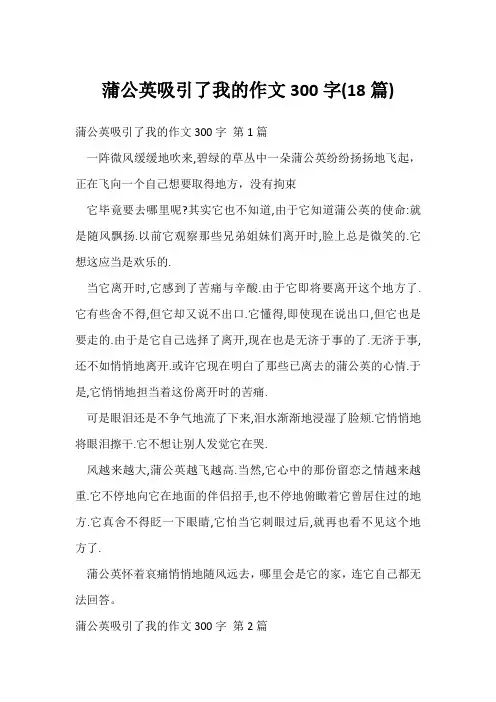 蒲公英吸引了我的作文300字(18篇)
