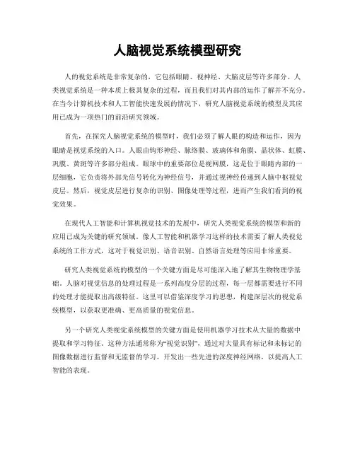 人脑视觉系统模型研究