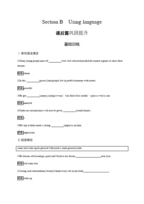 外研版英语选修第一册习题 Unit 1 Section B Using language