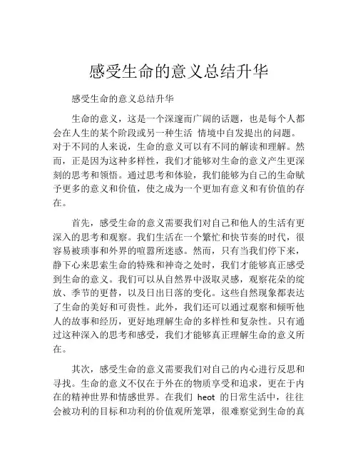 感受生命的意义总结升华