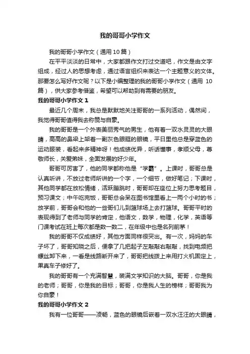 我的哥哥小学作文（通用10篇）
