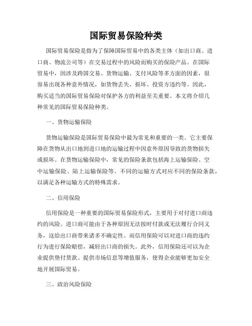 国际贸易保险种类