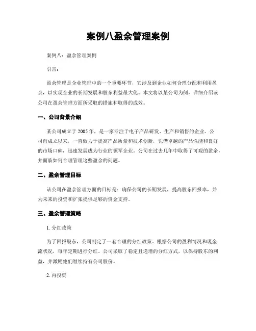 案例八盈余管理案例