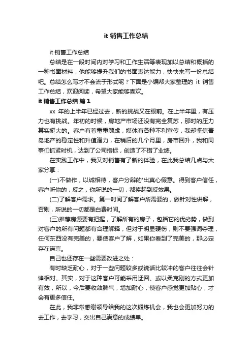 it销售工作总结