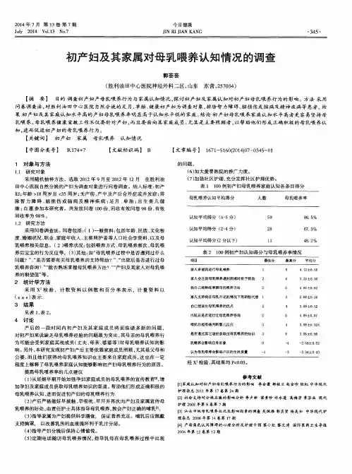 初产妇及其家属对母乳喂养认知情况的调查